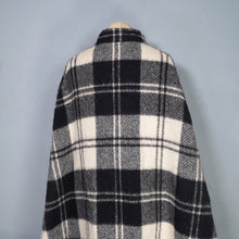 Load image into Gallery viewer, 70s JIMMY HOURIHAN "BORU" BLACK &amp; WHITE LONG WOOL PLAID CAPE COAT WITH BELT