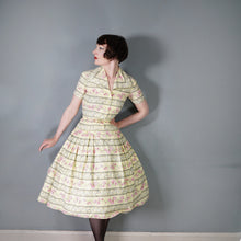 Load image into Gallery viewer, 50s SAMBO FASHIONS YELLOW AND PINK FLORAL COTTON SHIRTWAIST DRESS - XS