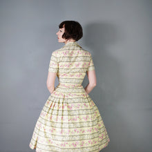 Load image into Gallery viewer, 50s SAMBO FASHIONS YELLOW AND PINK FLORAL COTTON SHIRTWAIST DRESS - XS