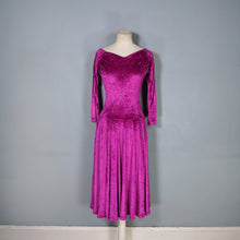Load image into Gallery viewer, 80s "ESPECIALLY" BETSY JOHNSON MAGENTA CRUSHED VELVET FULL SKIRTED DRESS - XS