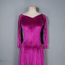 Load image into Gallery viewer, 80s "ESPECIALLY" BETSY JOHNSON MAGENTA CRUSHED VELVET FULL SKIRTED DRESS - XS