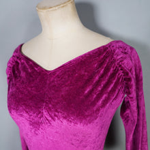 Load image into Gallery viewer, 80s "ESPECIALLY" BETSY JOHNSON MAGENTA CRUSHED VELVET FULL SKIRTED DRESS - XS