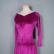 Load image into Gallery viewer, 80s "ESPECIALLY" BETSY JOHNSON MAGENTA CRUSHED VELVET FULL SKIRTED DRESS - XS