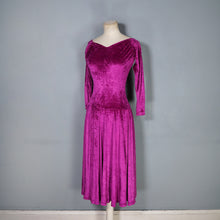 Load image into Gallery viewer, 80s "ESPECIALLY" BETSY JOHNSON MAGENTA CRUSHED VELVET FULL SKIRTED DRESS - XS
