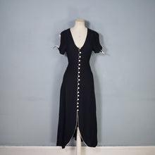 Load image into Gallery viewer, 70s UNLABELED BUS STOP BLACK AND WHITE CREPE MAXI DRESS - XS