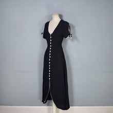 Load image into Gallery viewer, 70s UNLABELED BUS STOP BLACK AND WHITE CREPE MAXI DRESS - XS