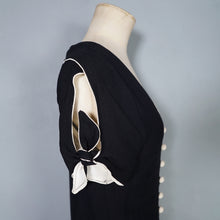 Load image into Gallery viewer, 70s UNLABELED BUS STOP BLACK AND WHITE CREPE MAXI DRESS - XS