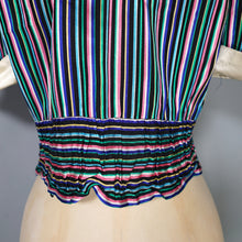 Load image into Gallery viewer, 70s CROPPED SATIN STRIPE PATTERN BIG COLLAR SHIRT - S