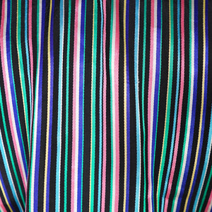70s CROPPED SATIN STRIPE PATTERN BIG COLLAR SHIRT - S