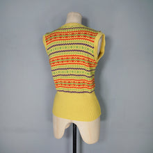 Load image into Gallery viewer, 70s FINE KNIT YELLOW FAIRISLE TANK TOP / JUMPER IN COLOURFUL PATTERN - S