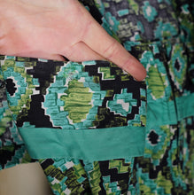 Load image into Gallery viewer, 50s HORROCKSES FASHIONS GREEN BLACK PATTERNED DRESS AND BOLERO - XS