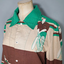 Load image into Gallery viewer, 60s 70s NOVELTY PRINT BROWN, BEIGE AND GREEN CRICKET SPORTS JACKET - M