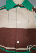 Load image into Gallery viewer, 60s 70s NOVELTY PRINT BROWN, BEIGE AND GREEN CRICKET SPORTS JACKET - M
