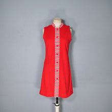 Load image into Gallery viewer, 60s NAUTICAL RED WHITE STRIPE BUTTON THROUGH SHIFT DRESS - S