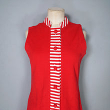 Load image into Gallery viewer, 60s NAUTICAL RED WHITE STRIPE BUTTON THROUGH SHIFT DRESS - S