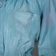 Load image into Gallery viewer, 40s MINT BLUE SILKY PUFF SLEEVE SHIRT / BLOUSE - M-L
