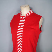 Load image into Gallery viewer, 60s NAUTICAL RED WHITE STRIPE BUTTON THROUGH SHIFT DRESS - S