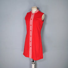 Load image into Gallery viewer, 60s NAUTICAL RED WHITE STRIPE BUTTON THROUGH SHIFT DRESS - S