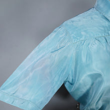 Load image into Gallery viewer, 40s MINT BLUE SILKY PUFF SLEEVE SHIRT / BLOUSE - M-L
