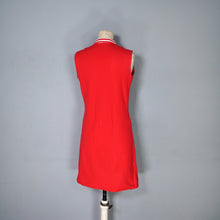 Load image into Gallery viewer, 60s NAUTICAL RED WHITE STRIPE BUTTON THROUGH SHIFT DRESS - S