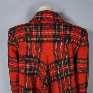 40s RED TARTAN CC41 UTILITY LABEL WOOL SWING JACKET / COAT - S
