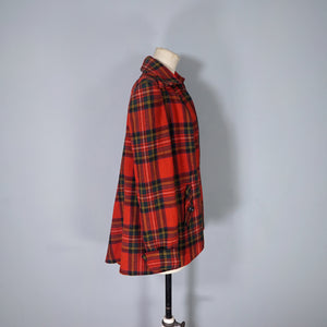 40s RED TARTAN CC41 UTILITY LABEL WOOL SWING JACKET / COAT - S