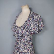 Load image into Gallery viewer, 70s BUS STOP FLORAL LACE DRESS WITH RUFFLE NECK AND PEEKABOO BACK -