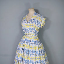 Load image into Gallery viewer, 40s / 50s ST MICHAEL IVY LEAF PRINT YELLOW AND BLUE SHIRTWAIST DRESS - S