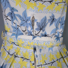 Load image into Gallery viewer, 40s / 50s ST MICHAEL IVY LEAF PRINT YELLOW AND BLUE SHIRTWAIST DRESS - S