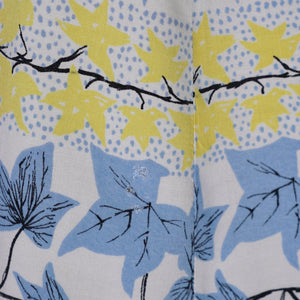 40s / 50s ST MICHAEL IVY LEAF PRINT YELLOW AND BLUE SHIRTWAIST DRESS - S