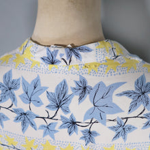 Load image into Gallery viewer, 40s / 50s ST MICHAEL IVY LEAF PRINT YELLOW AND BLUE SHIRTWAIST DRESS - S