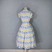 Load image into Gallery viewer, 40s / 50s ST MICHAEL IVY LEAF PRINT YELLOW AND BLUE SHIRTWAIST DRESS - S