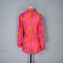 Load image into Gallery viewer, 60s 70s PSYCHEDELIC FLORAL PRINT BRIGHT ORANGE AND PINK SHIRT / BLOUSE - XS-S