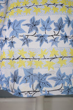 Load image into Gallery viewer, 40s / 50s ST MICHAEL IVY LEAF PRINT YELLOW AND BLUE SHIRTWAIST DRESS - S