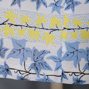 40s / 50s ST MICHAEL IVY LEAF PRINT YELLOW AND BLUE SHIRTWAIST DRESS - S