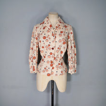 Load image into Gallery viewer, 40s 50s HANDMADE WHIMSICAL BUTTON NOVELTY PRINT FITTED SHIRT - S