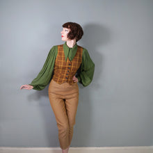 Load image into Gallery viewer, 70s LADIES BROWN AND YELLOW CHECK FITTED WAISTCOAT - S