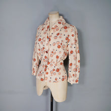 Load image into Gallery viewer, 40s 50s HANDMADE WHIMSICAL BUTTON NOVELTY PRINT FITTED SHIRT - S