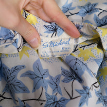 Load image into Gallery viewer, 40s / 50s ST MICHAEL IVY LEAF PRINT YELLOW AND BLUE SHIRTWAIST DRESS - S
