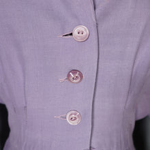 Load image into Gallery viewer, 40s DAVID GIBSON LILAC MOYGASHEL BLOUSE JACKET WITH FLORAL CUTWORK EMBROIDERY - S