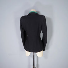 Load image into Gallery viewer, 40s BLACK WOOL JACKET WITH GREEN COLLAR AND POCKET TRIM - S