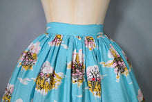 Load image into Gallery viewer, HANDMADE VINTAGE BRITISH VILLAGE RIDERS HUNT PRINT FULL SKIRT - 24-25&quot;