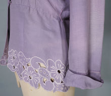 Load image into Gallery viewer, 40s DAVID GIBSON LILAC MOYGASHEL BLOUSE JACKET WITH FLORAL CUTWORK EMBROIDERY - S
