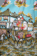 Load image into Gallery viewer, HANDMADE VINTAGE BRITISH VILLAGE RIDERS HUNT PRINT FULL SKIRT - 24-25&quot;
