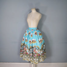 Load image into Gallery viewer, HANDMADE VINTAGE BRITISH VILLAGE RIDERS HUNT PRINT FULL SKIRT - 24-25&quot;