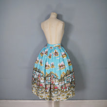 Load image into Gallery viewer, HANDMADE VINTAGE BRITISH VILLAGE RIDERS HUNT PRINT FULL SKIRT - 24-25&quot;