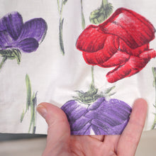 Load image into Gallery viewer, 50s HANDMADE RED AND PURPLE STEMMED FLORAL COTTON DRESS - S