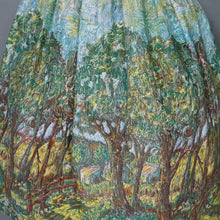 Load image into Gallery viewer, HANDMADE 50s GREEN TREE / WOODLEAND BORDER PRINT NOVELTY SKIRT - 29&quot;