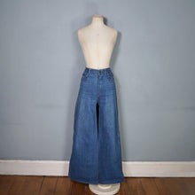Load image into Gallery viewer, 70s ORIGINAL HIGH WAISTED FLARED DENIM BLUE JEANS WITH PATCH POCKETS - S