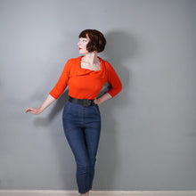 Load image into Gallery viewer, 60s SOFTEST RED ROLLED SQUARE NECK COLLAR JUMPER - S